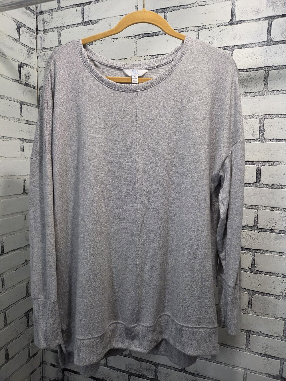 Time and Tru Light Gray Crewneck Sweater